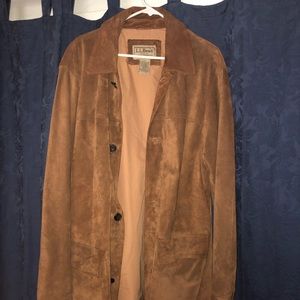 Vintage LL Bean Tan Suede Leather Jacket Coat Mens